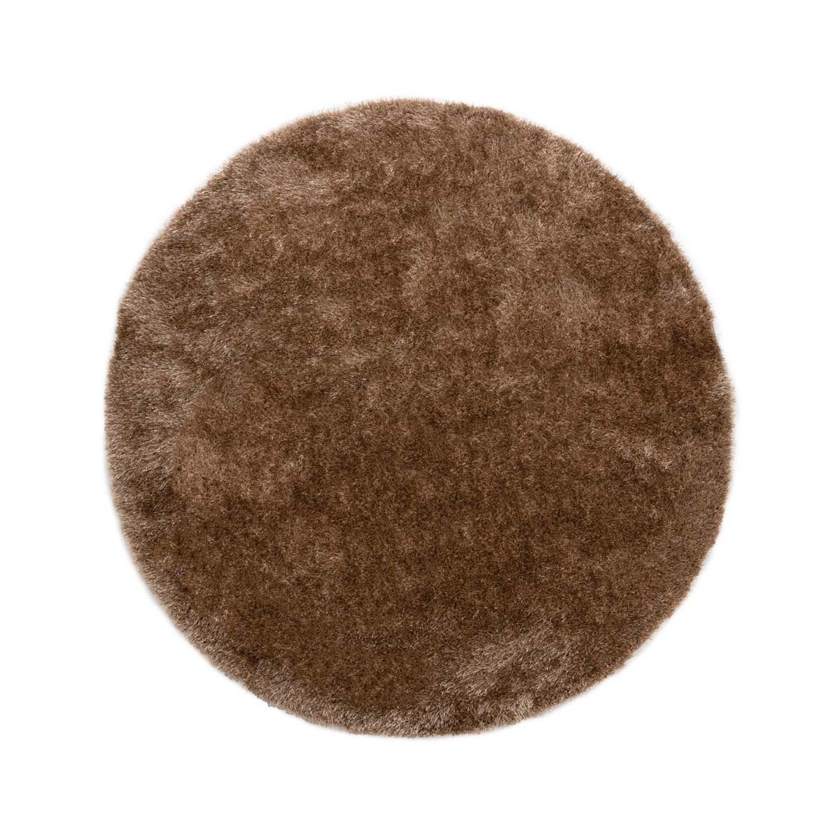Tapeso Rond hoogpolig vloerkleed velvet - Posh bruin - 160 cm