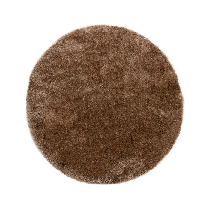 Tapeso Rond hoogpolig vloerkleed velvet - Posh bruin - 160 cm