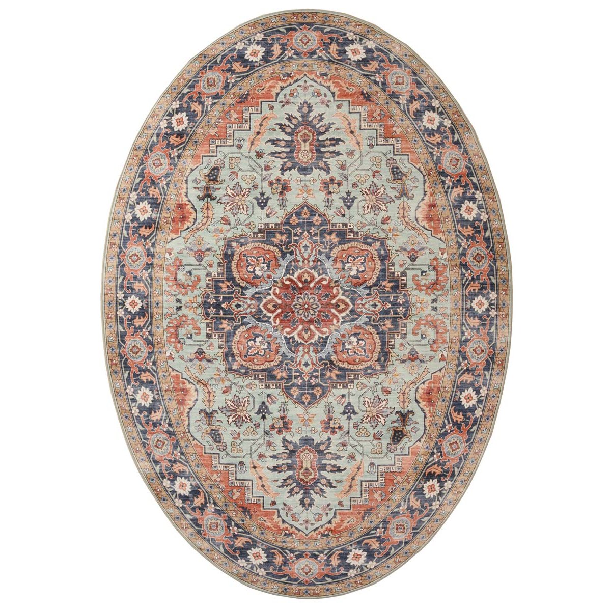 Heritaged Buitenkleed ovaal Vintage - Valenca Fino groen|blauw -