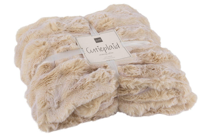 J-Line plaid Wave - polyester - creme - 180 x 130 cm