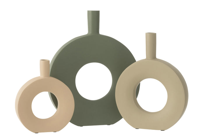 J-Line vaas Cirkel - aluminium - ivoor - 30 cm hoog