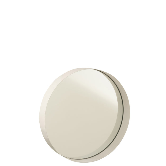 J-Line spiegel Rond Boord - metaal - wit - small - Ø 30 cm