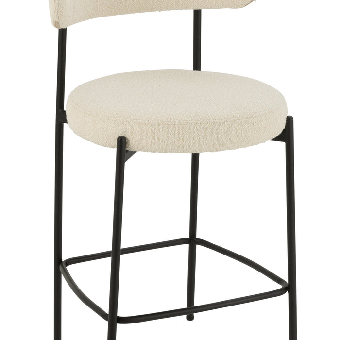 J-Line barstoel boucle - multiplex|polyester - wit|zwart