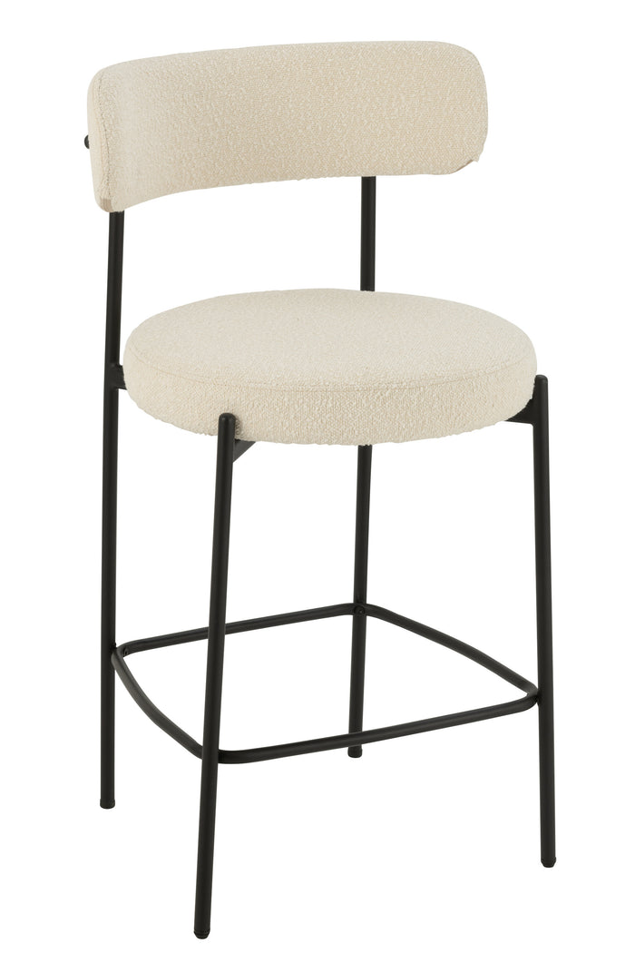 J-Line barstoel boucle - multiplex|polyester - wit|zwart