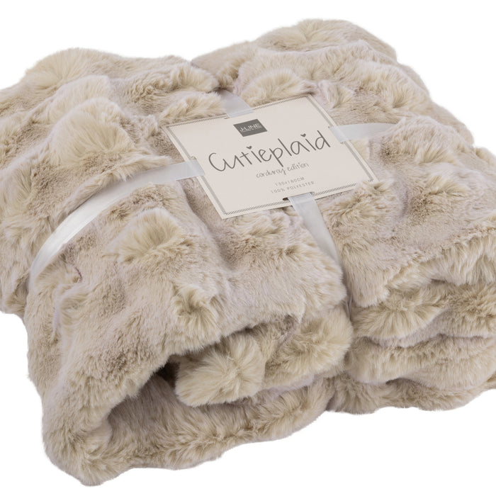 J-Line plaid Wave - polyester - ivoor - 180 x 130 cm