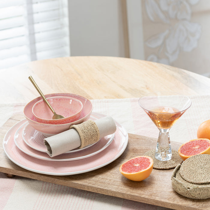 J-Line bord Lara - porselein - zalm - medium - 4 stuks