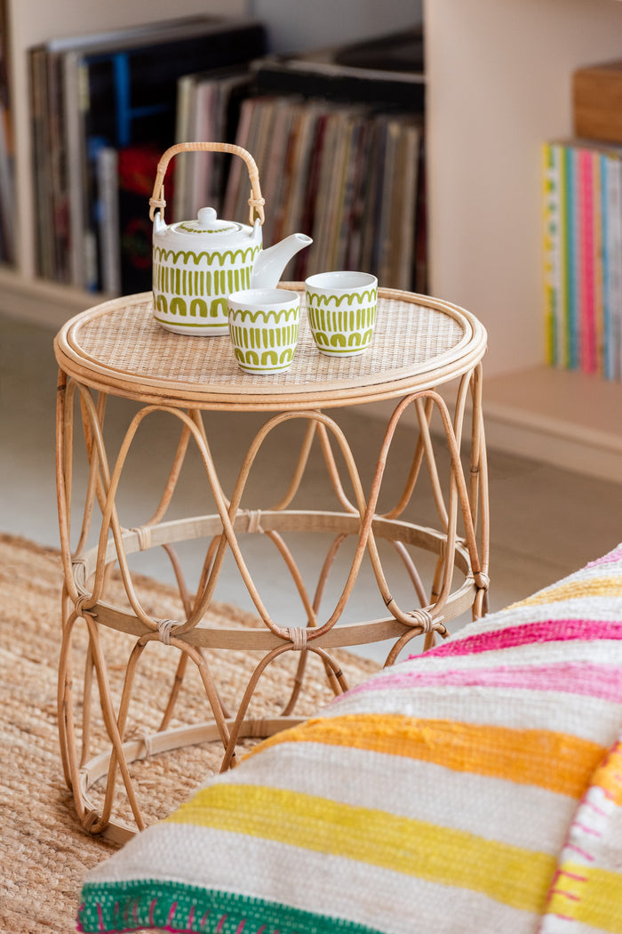 J-Line kop + theepot Strepen - keramiek - groen - set van 3