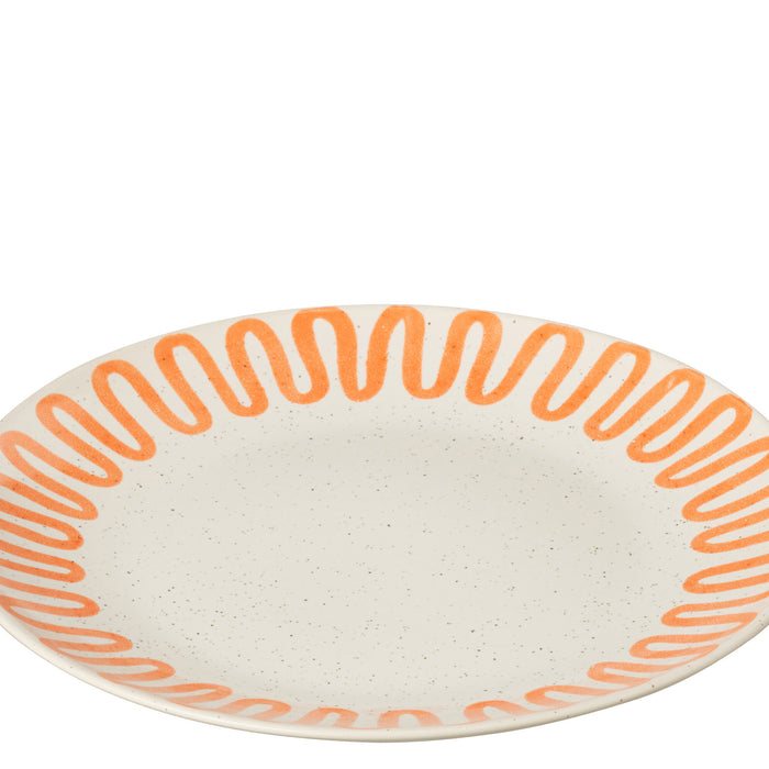 J-Line bord Curve - porselein - oranje - large - 4 stuks