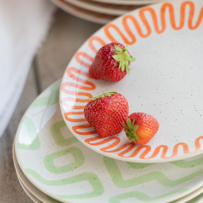 J-Line bord Curve - porselein - oranje - large - 4 stuks