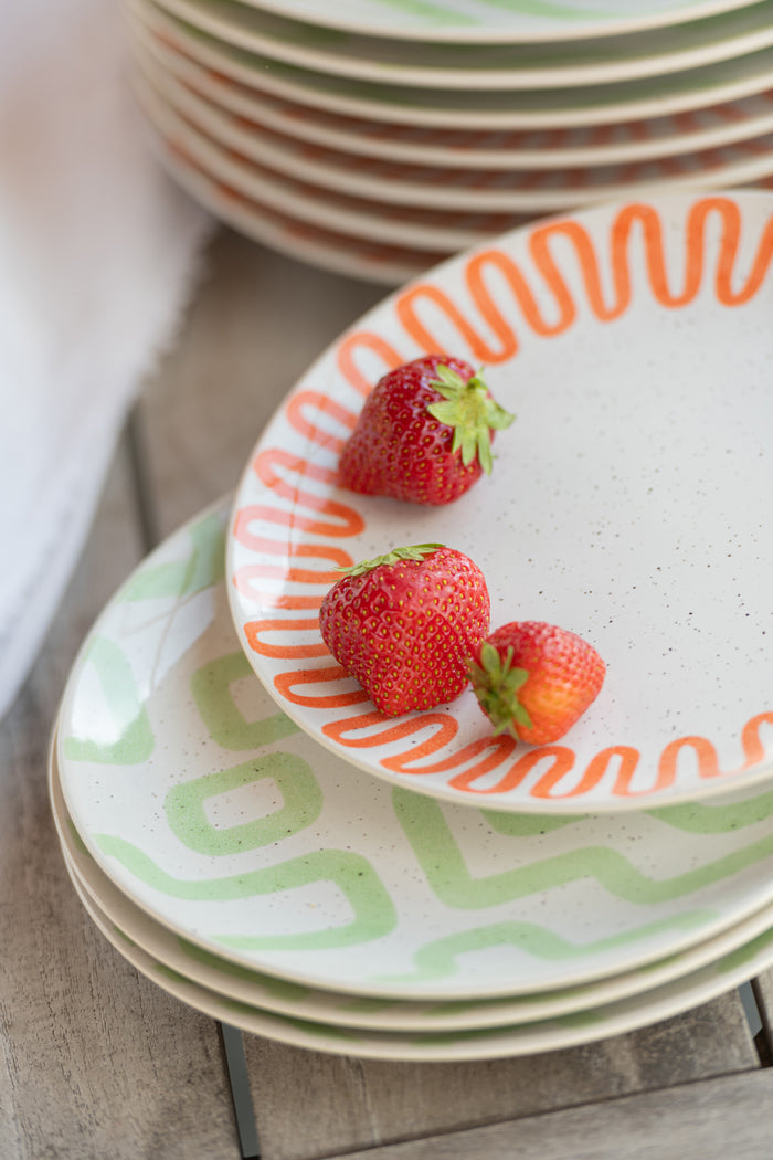 J-Line bord Curve - porselein - oranje - large - 4 stuks