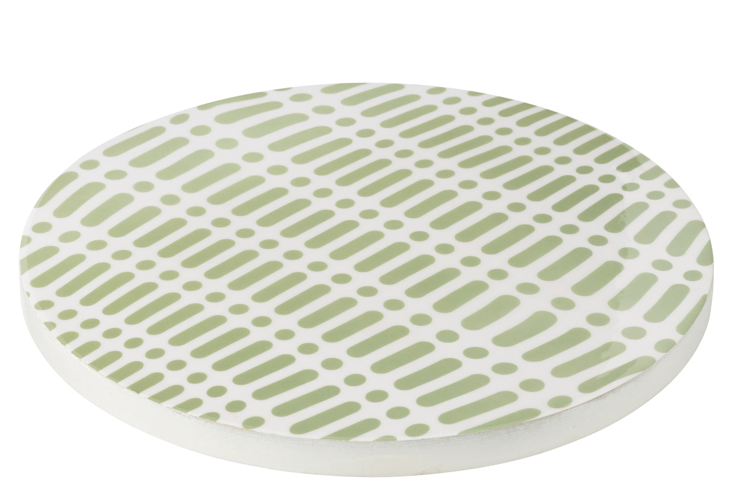 J-Line plateau Draaiend Rund - hout - wit|groen