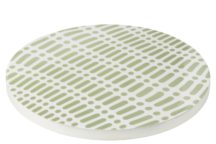 J-Line plateau Draaiend Rund - hout - wit|groen