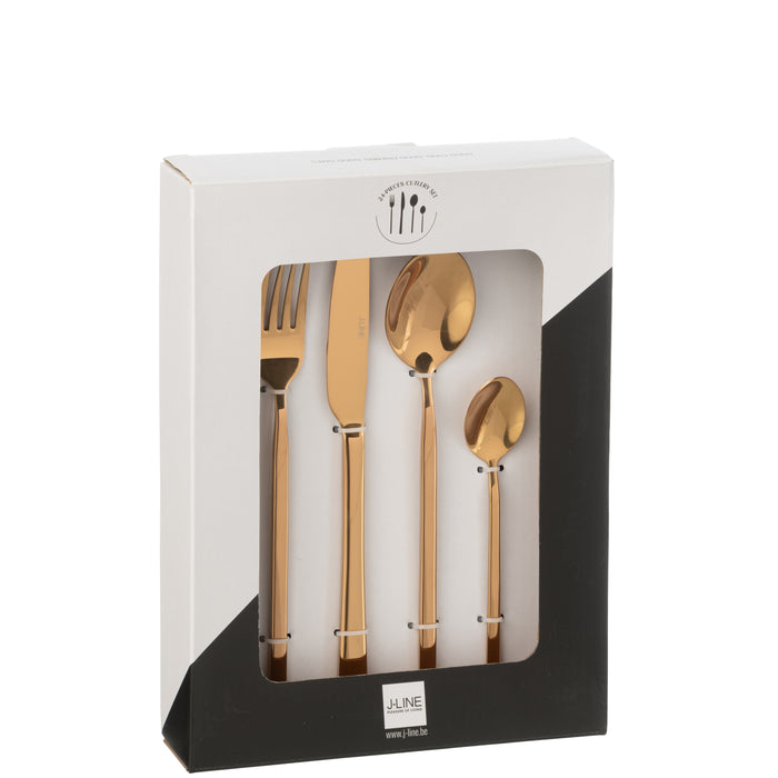 J-Line bestek - roestvrij staal - blinkend koper - box van 2