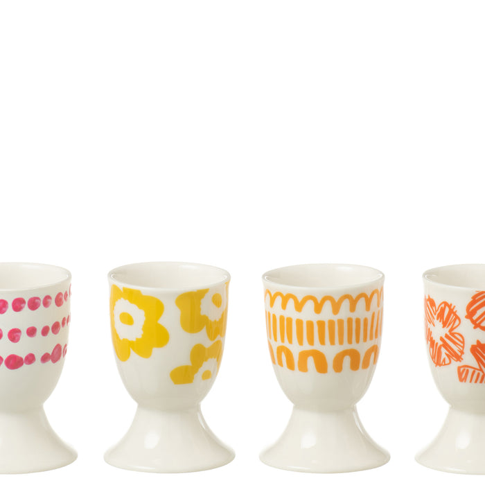 J-Line eierdopje In Doos - keramiek - mix - 4 stuks