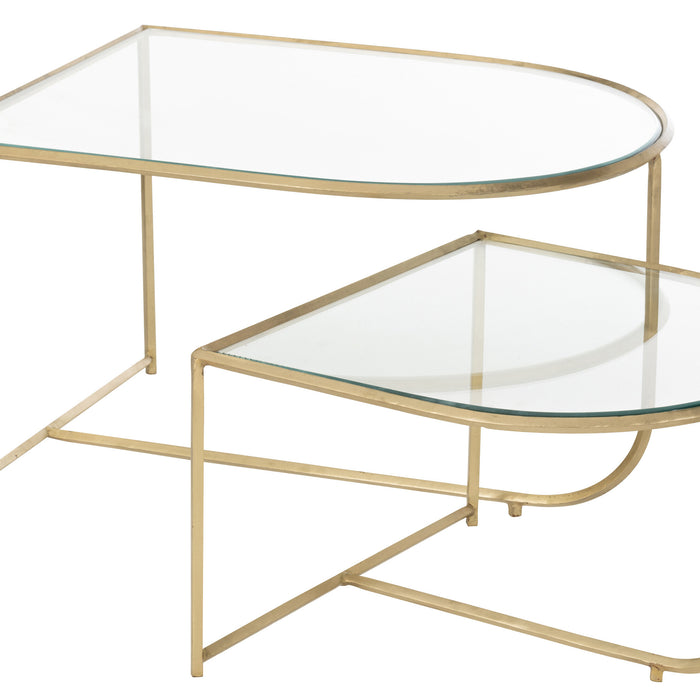 J-Line bijzettafel Porte - metaal|glas - goud - 2 stuks