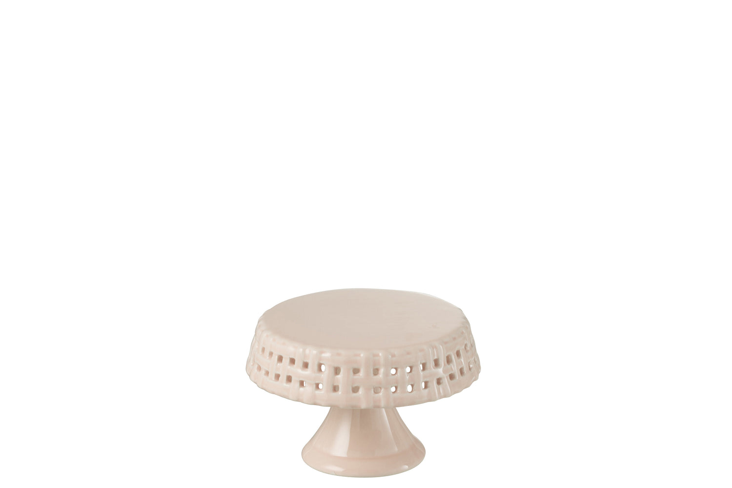 J-Line bord Cake onder glas - taartplateau - keramiek - roze - small