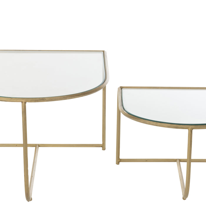 J-Line bijzettafel Porte - metaal|glas - goud - 2 stuks
