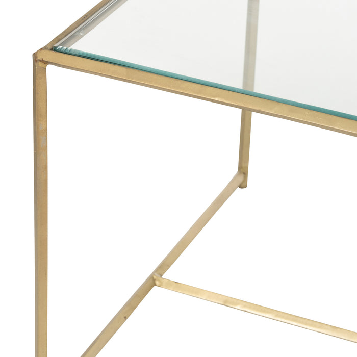 J-Line bijzettafel Porte - metaal|glas - goud - 2 stuks