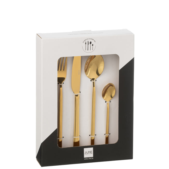 J-Line bestek - roestvrij staal - blinkend goud - box van 24