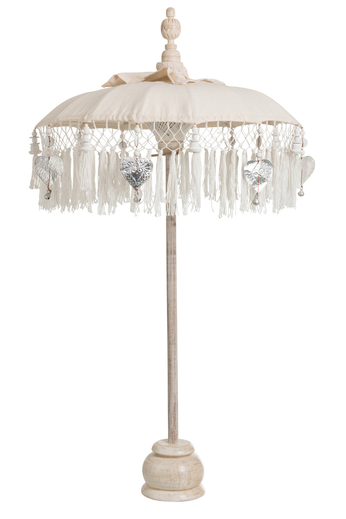 J-Line parasol + Voet + Kwast - katoen|hout - creme|zilver - small