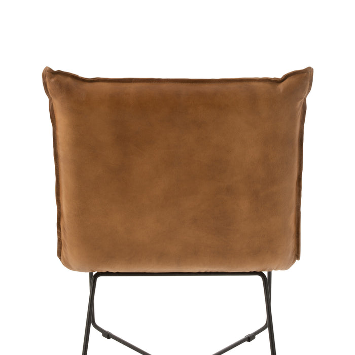 J-Line Lounge Stoel Avi Leder|Ijzer Camel