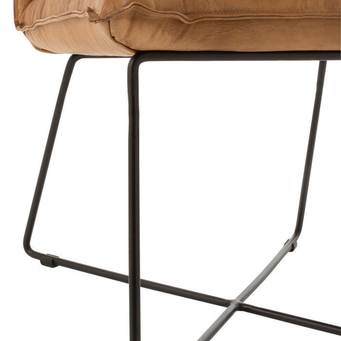 J-Line Lounge Stoel Avi Leder|Ijzer Camel