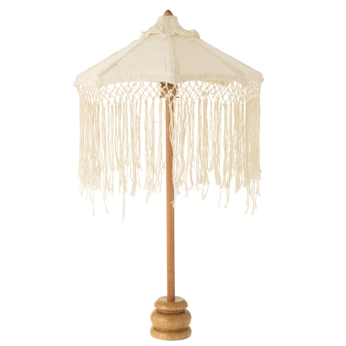 J-Line parasol Lang Franjes - hout - wit