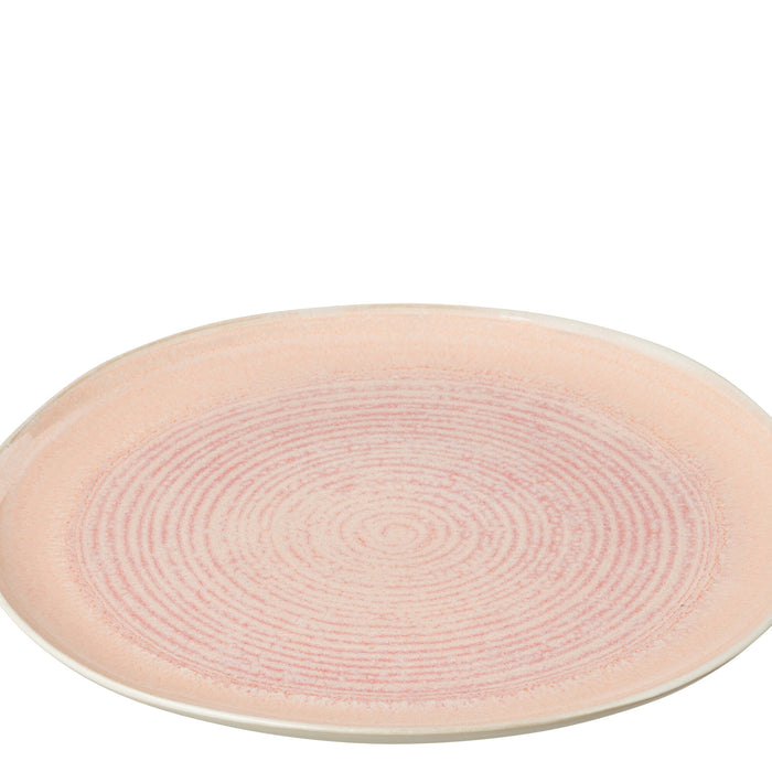 J-Line bord Lara - porselein - zalm - medium - 4 stuks