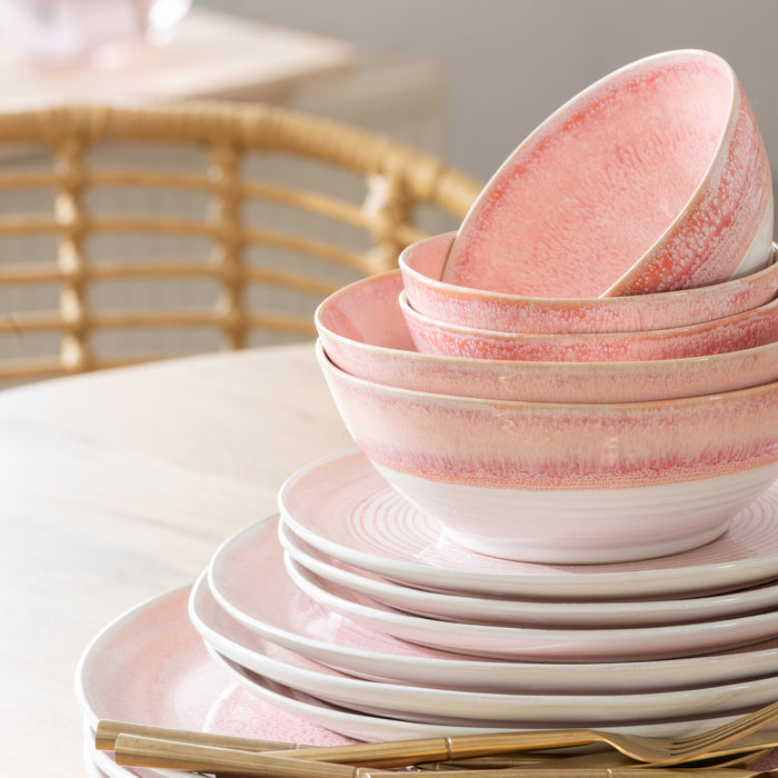 J-Line bord Lara - porselein - zalm - medium - 4 stuks