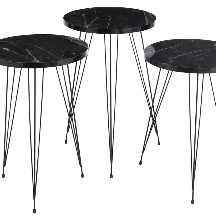 J-Line bijzettafel - kunststof|metaal - zwart - set van 3