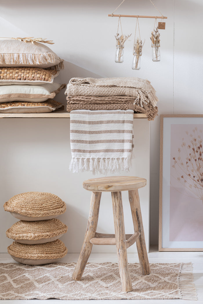 J-Line barkruk Rond - hout - wit - medium