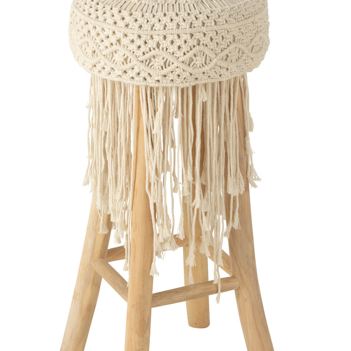 J-Line stoel Fringes Macrame - hout - wit