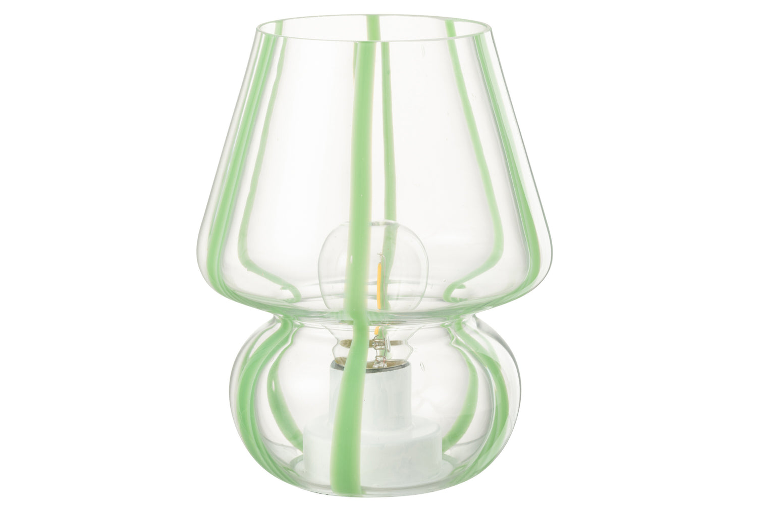 J-Line tafellamp Strepen - glas - transparant|groen - large