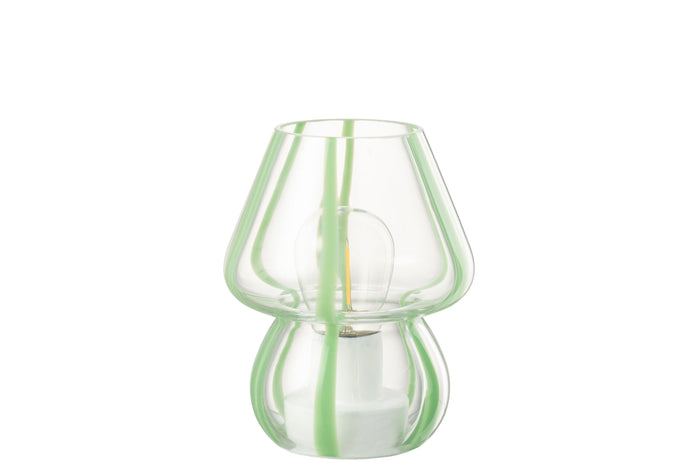 J-Line tafellamp Strepen - glas - transparant|groen - small