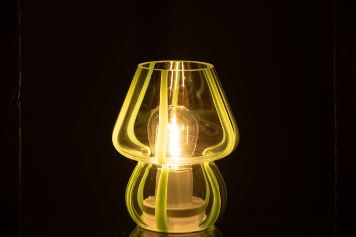 J-Line tafellamp Strepen - glas - transparant|groen - small