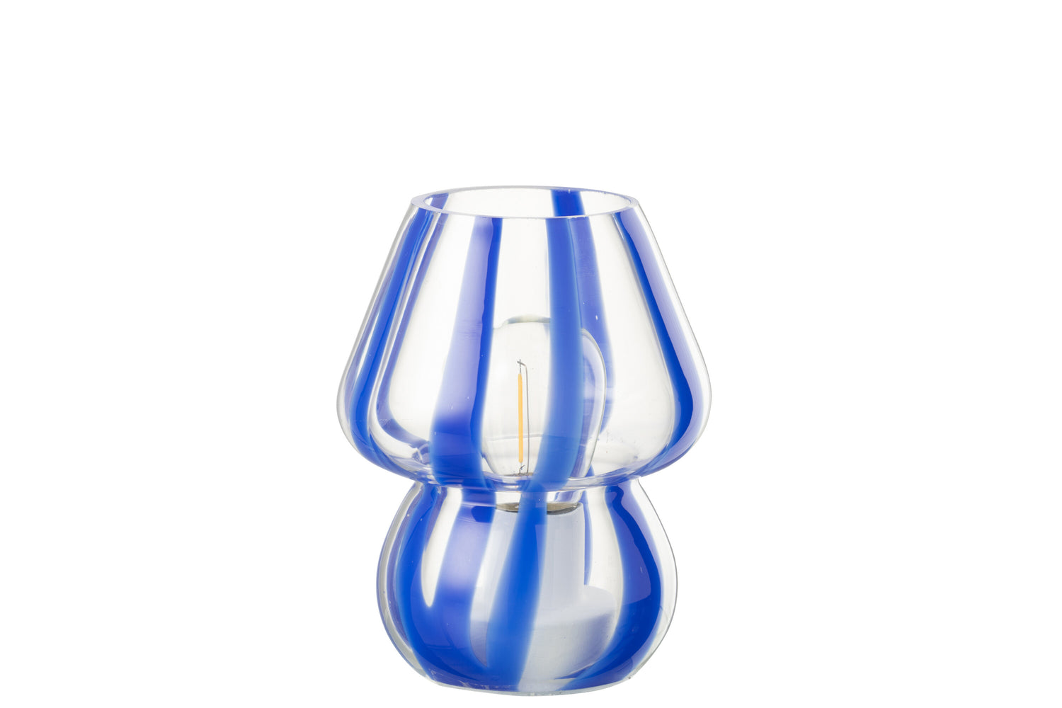 J-Line tafellamp Strepen - glas - transparant|blauw - small