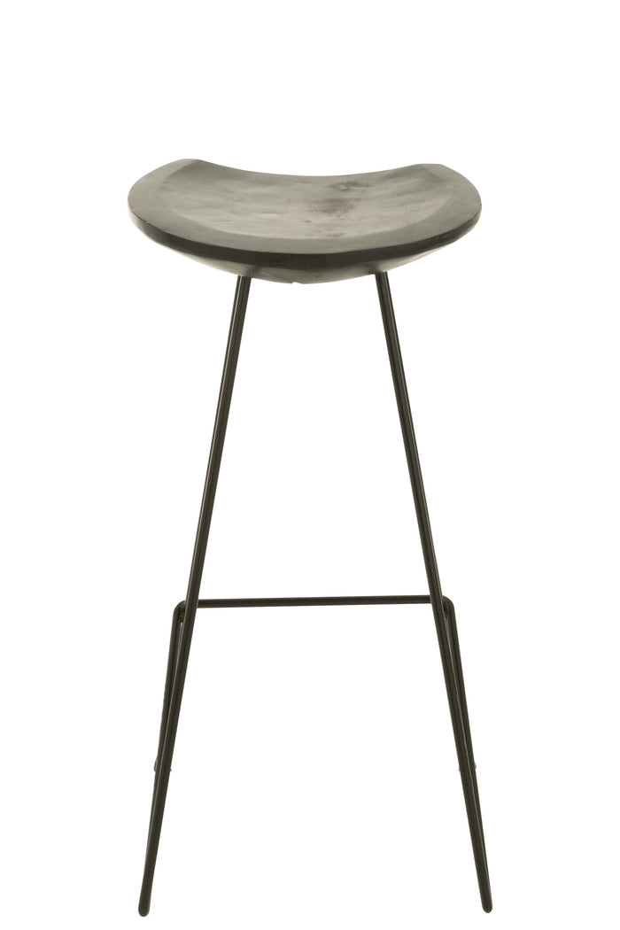 J-Line barstoel Teak - hout|ijzer - zwart