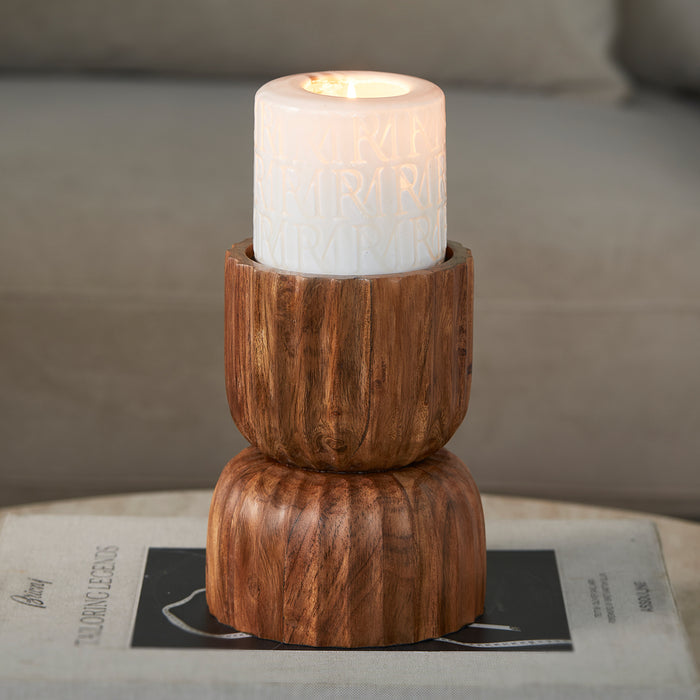 Riviera Maison Kandelaar Bruin - Josh Kaarsenhouder Maat L - Hout