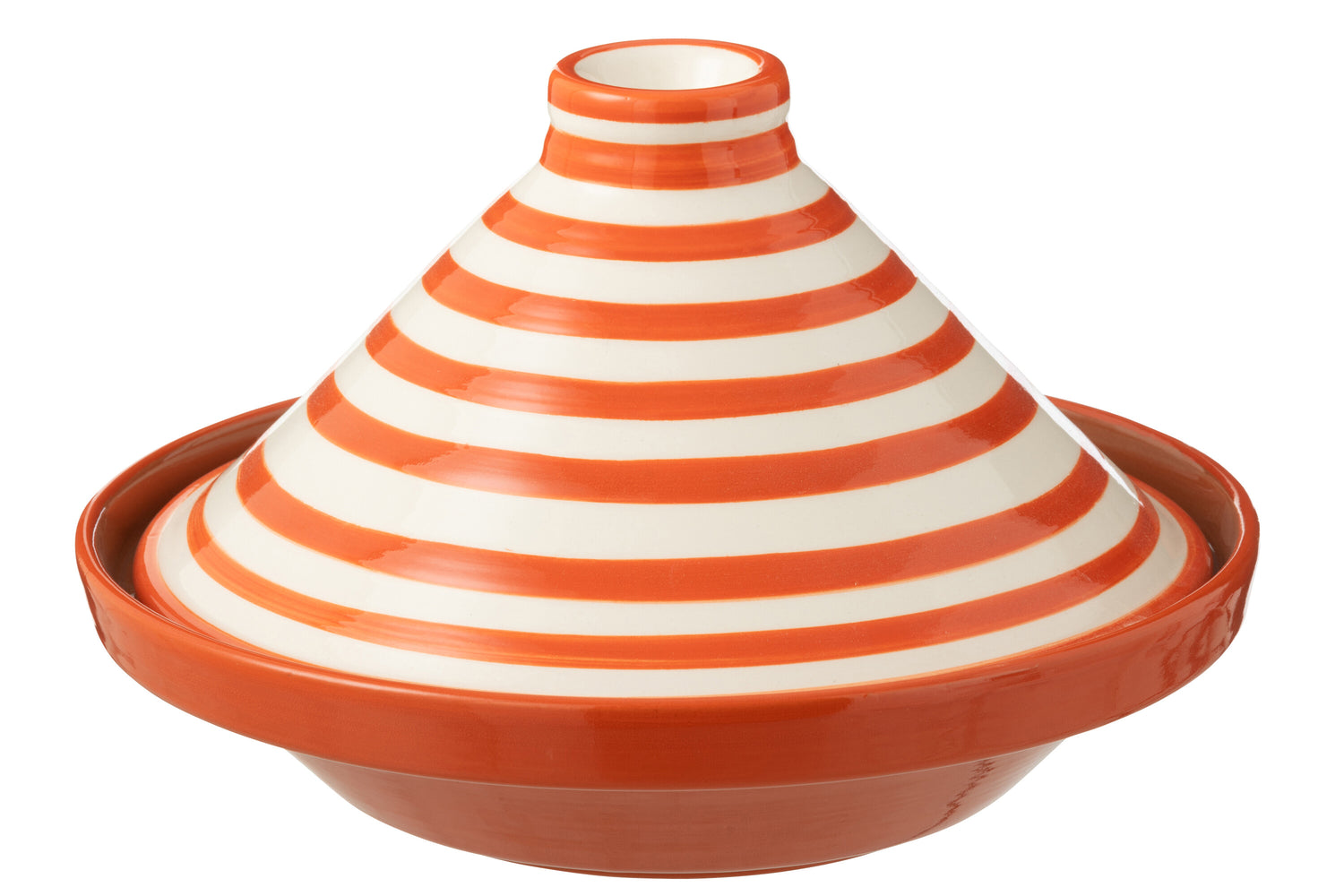 J-Line tajine Granada Stripes - keramiek - wit|oranje