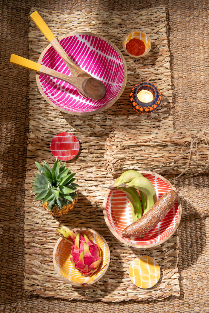 J-Line onderzetter - hout - mix - 3 dozen van 4 stuks