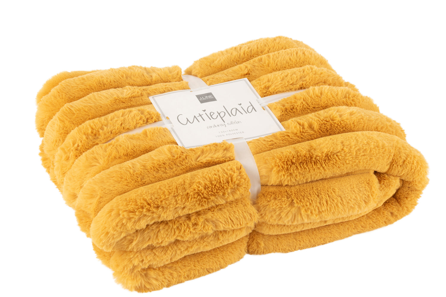 J-Line plaid Large Corduroy - polyester - oker - 180 x 130 cm