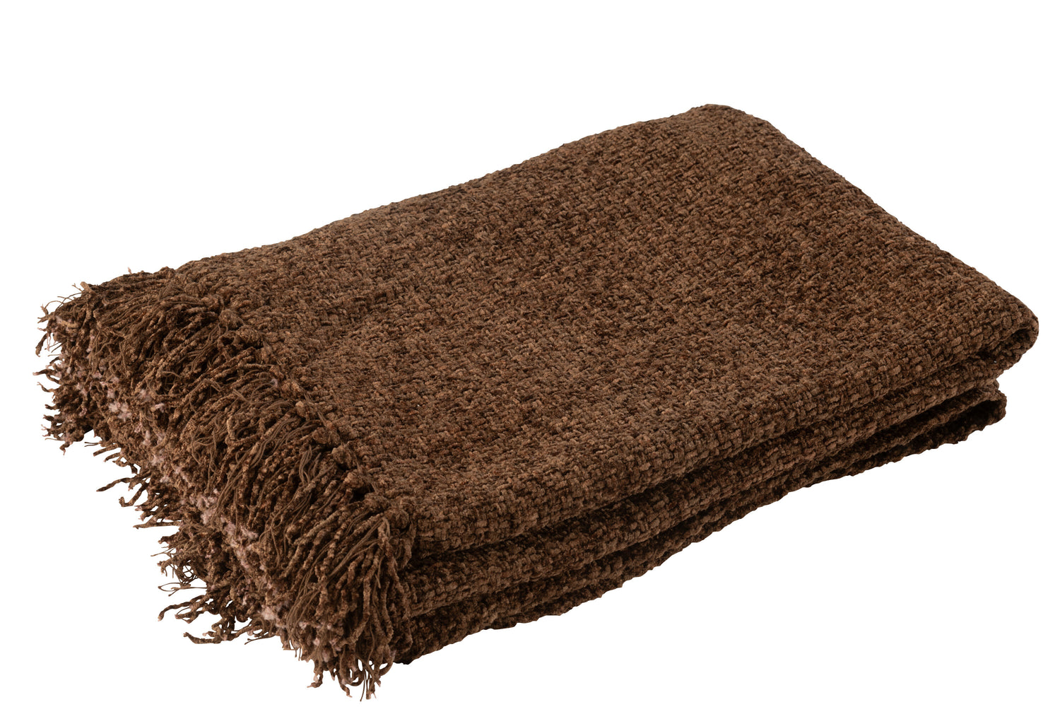 J-Line plaid Gewoven + Franjes - viscose - bruin - 180 x 130 cm