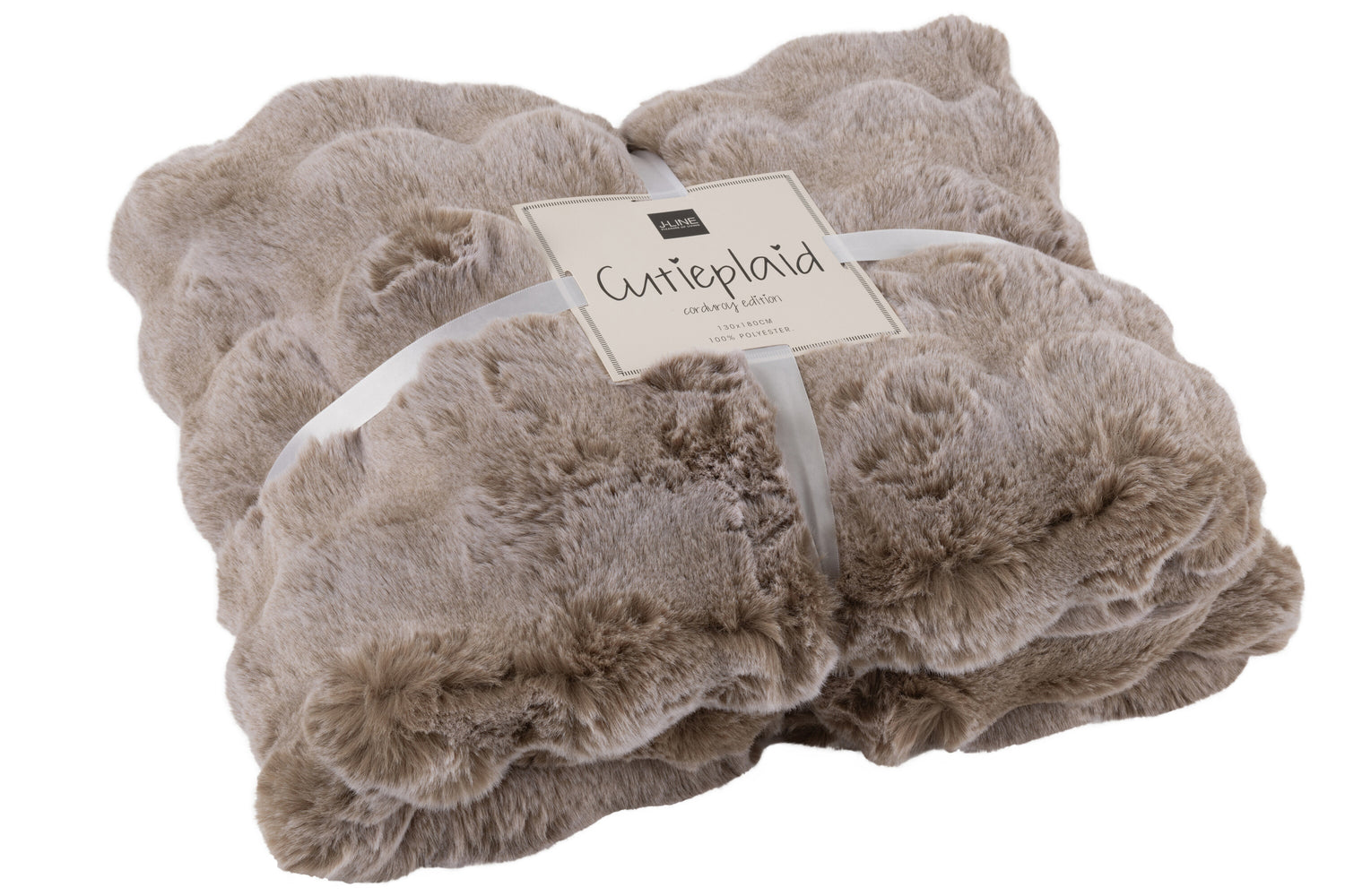 J-Line plaid Wave - polyester - taupe - 180 x 130 cm