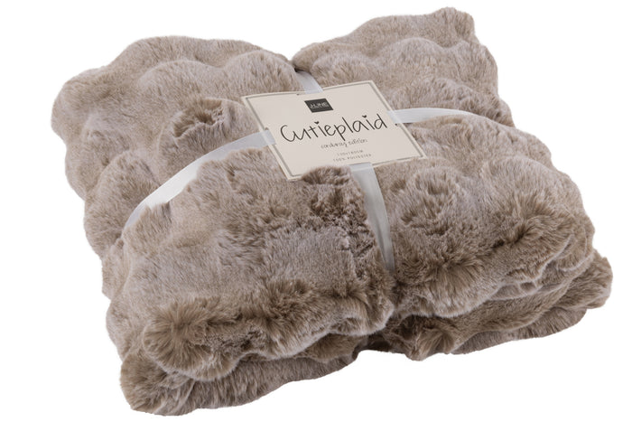 J-Line plaid Wave - polyester - taupe - 180 x 130 cm