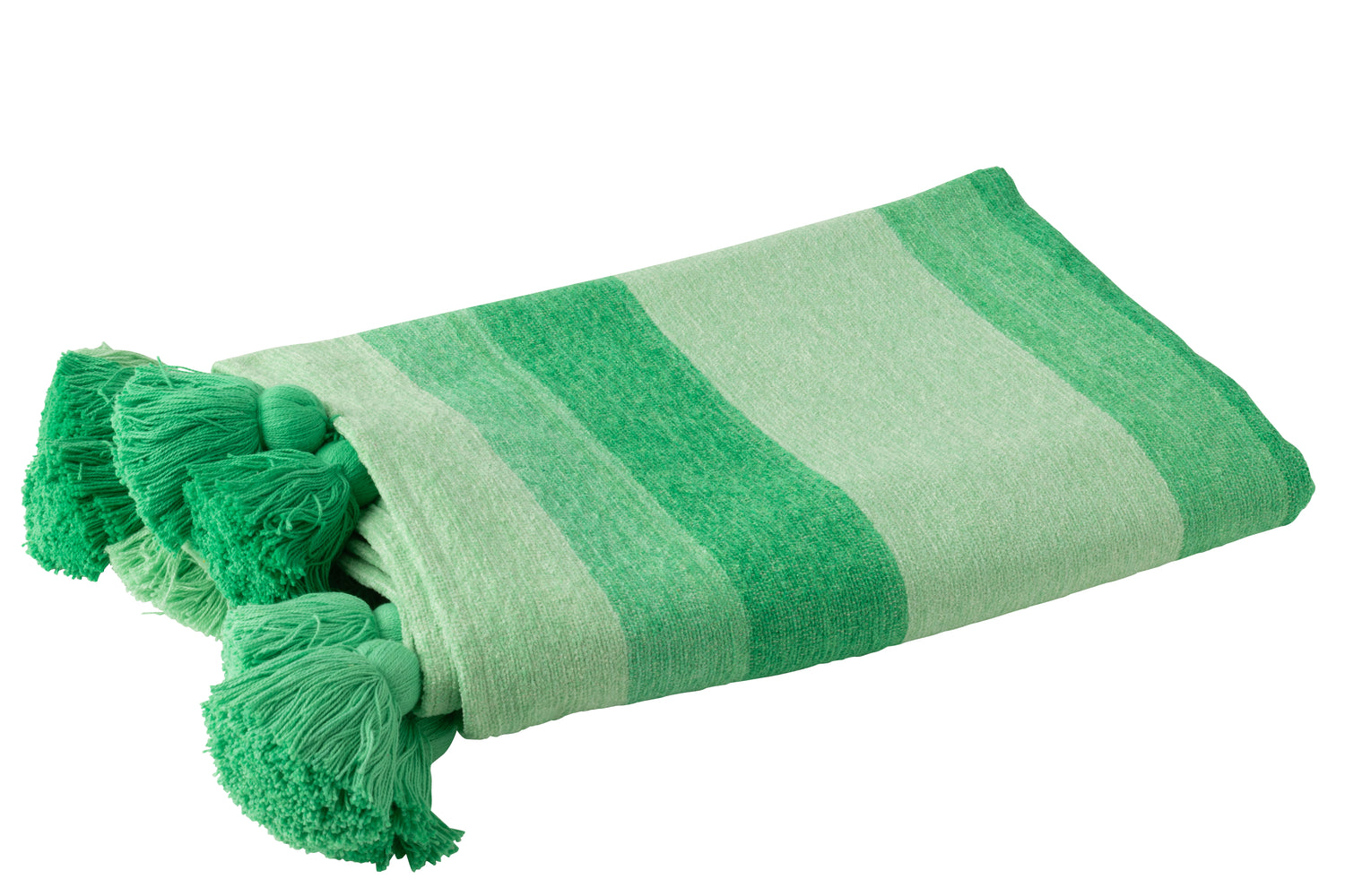 J-Line plaid Strepen + Kwastjes - katoen - groen