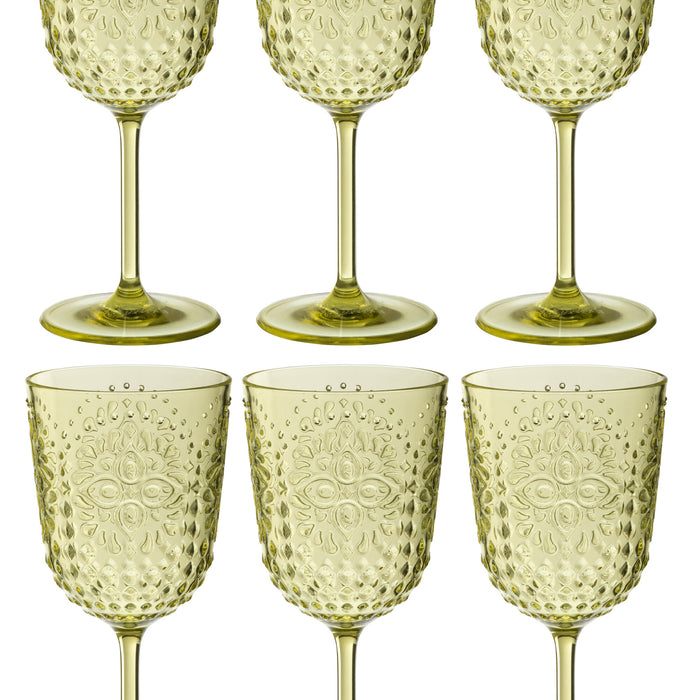 J-Line wijnglas Acryl - kunststof - groen - doos van 6