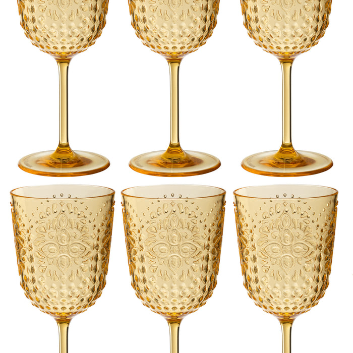 J-Line wijnglas - kusntstof - geel - doos van 6