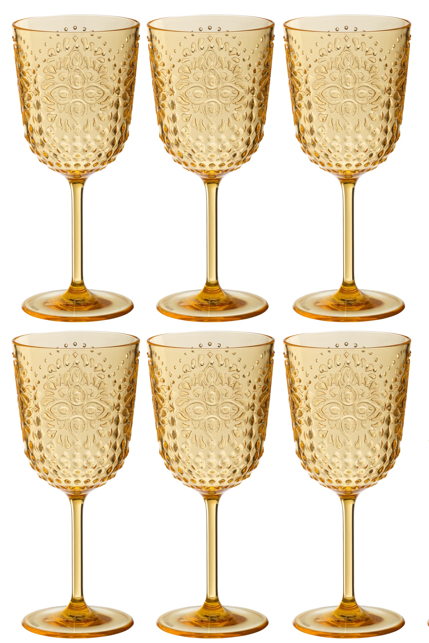 J-Line wijnglas - kusntstof - geel - doos van 6