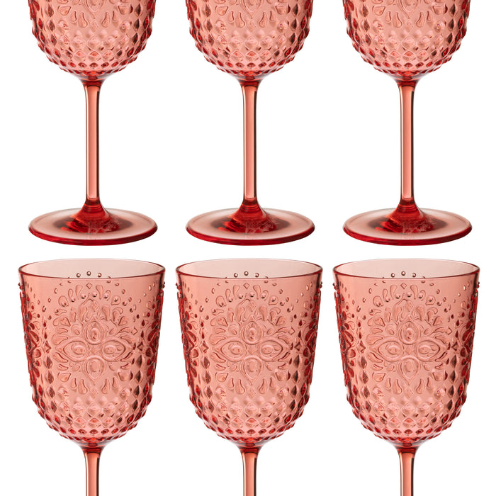 J-Line wijnglas Acryl - kunststof - rood - doos van 6