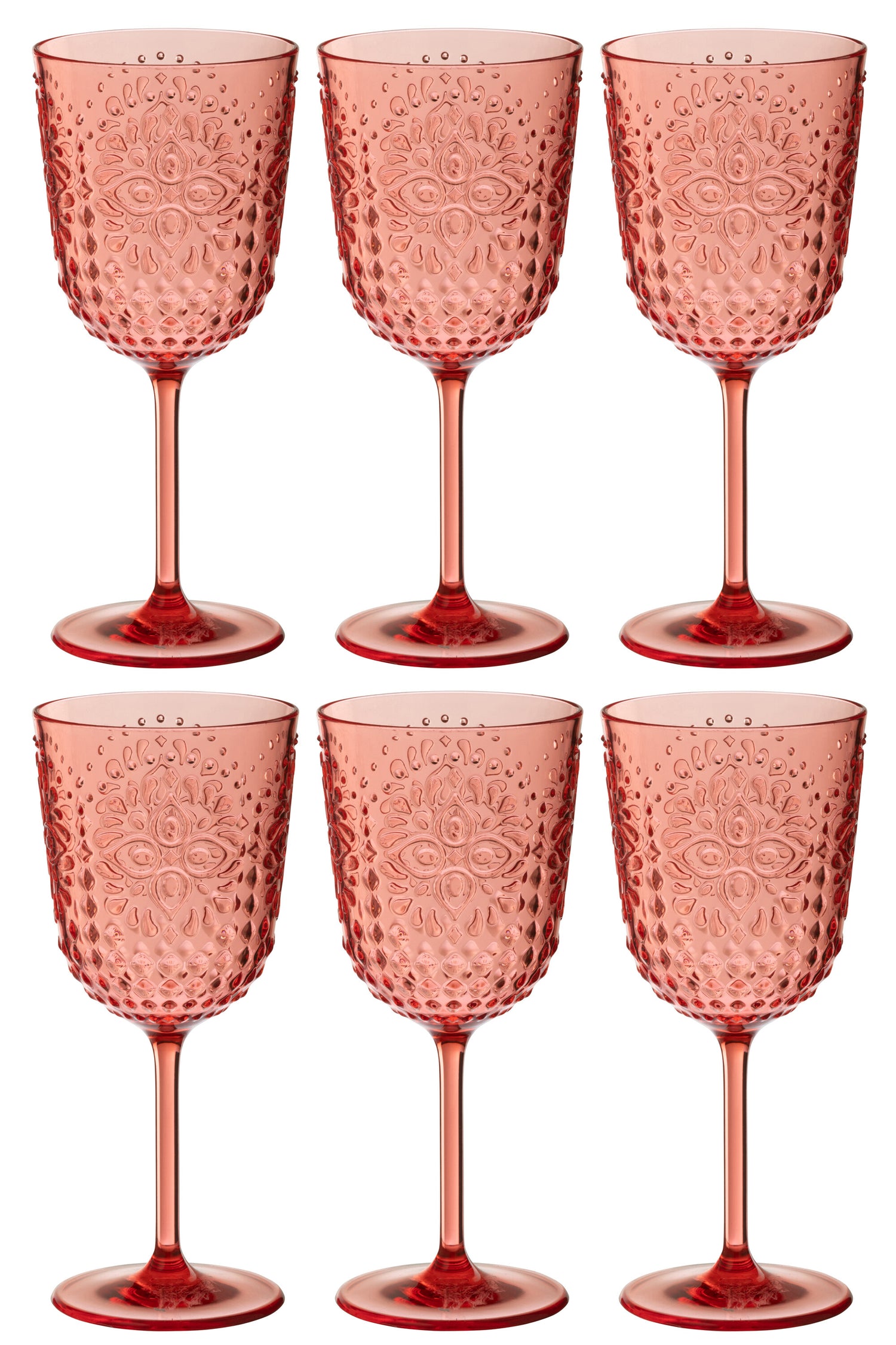 J-Line wijnglas Acryl - kunststof - rood - doos van 6